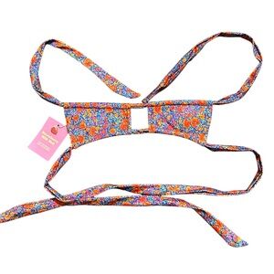 NWT Strawberry Milk Mob Apres Swim Bikini Top Sz XS Bold Floral Print